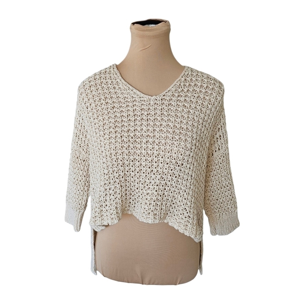 Eileen Fisher White Loose Knit Pull Over Layering Piece Sz XS